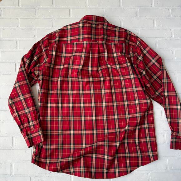 Cabela's Outfitter Series Men's Red Plaid 100% Cotton Long Sleeve XL Tall Shirt - Picture 3 of 7